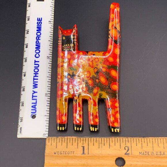 Mark Soppeland Hissing Cat Brooch Artsy Colorful OOAK Big Funky '90's J210 - Picture 7 of 7